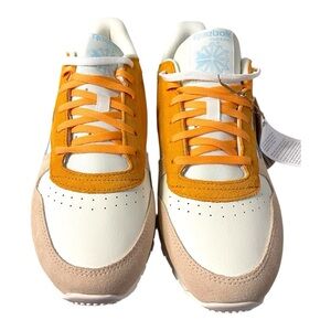 Reebok Classic Leather Sneakers Women’s Size 10.5 – Chalk / Vital Blue / Orange
